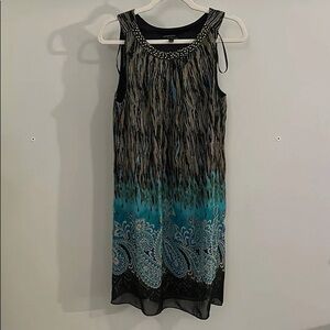 Chico's Black and Blue Sleeveless Mini Dress
